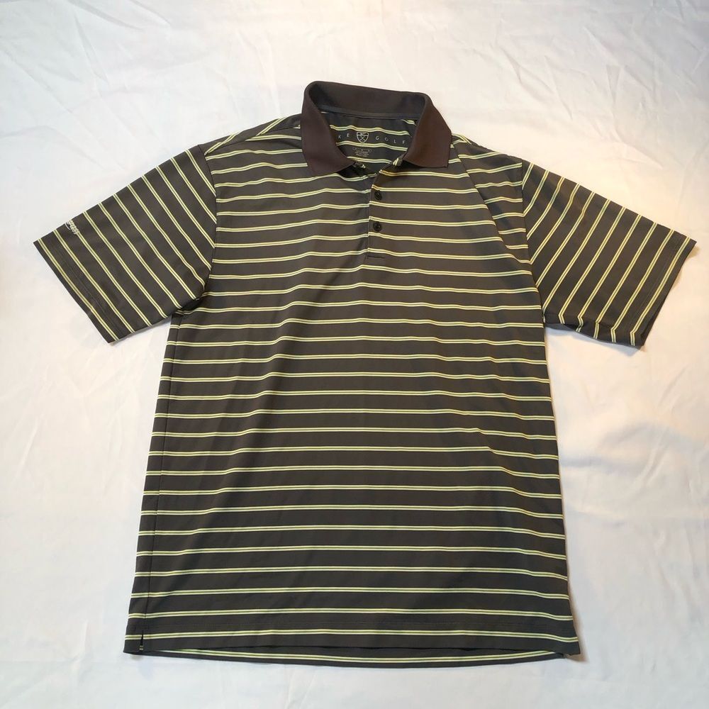 Nike Golf Polo Shirt Mens Size M Fit Dry Green Black Stretch Short Sleeve